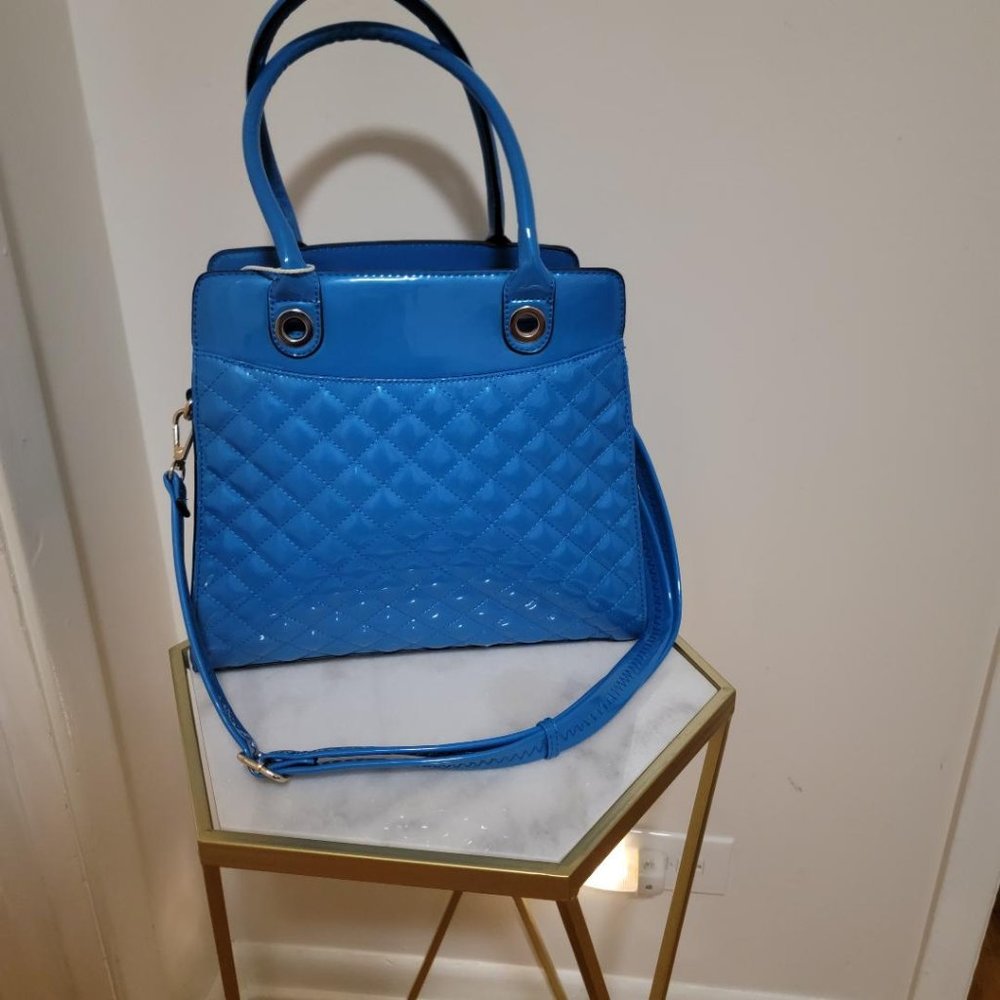 Alyssa Blue Patent Handbag for Women,  NWT